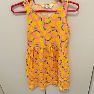 H&M Vibrant Pink and Yellow Lemon Print Kids dress